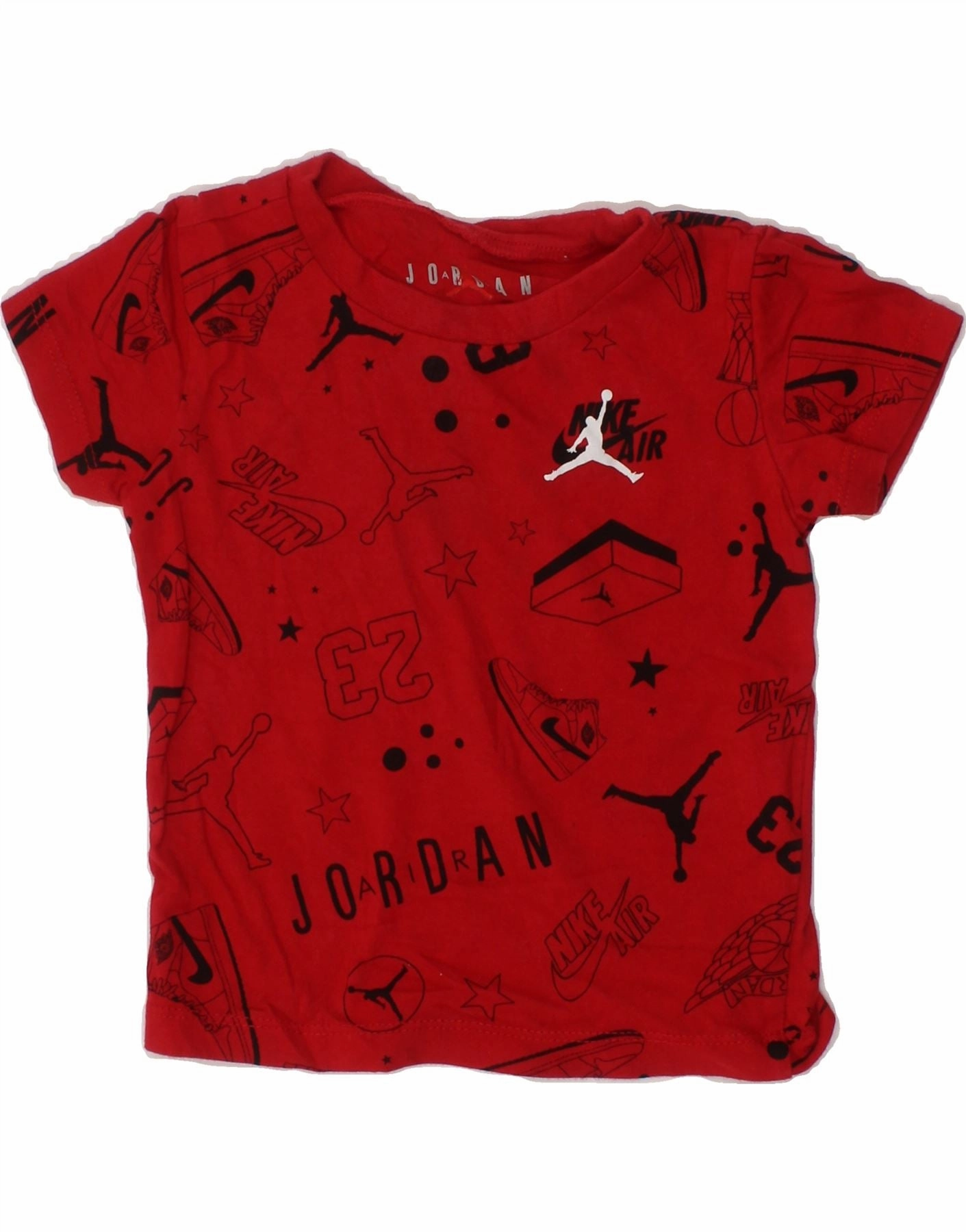 JORDAN Baby Boys Graphic T-Shirt Top 9-12 Months Black Cotton Essential Wardrobe Abrasion Resistant Edges
