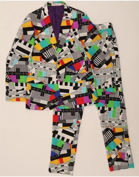 Flattering Look OPPOSUITS Mens 2 Piece Suit UK 38 Medium W32 L33 Multicoloured Geometric