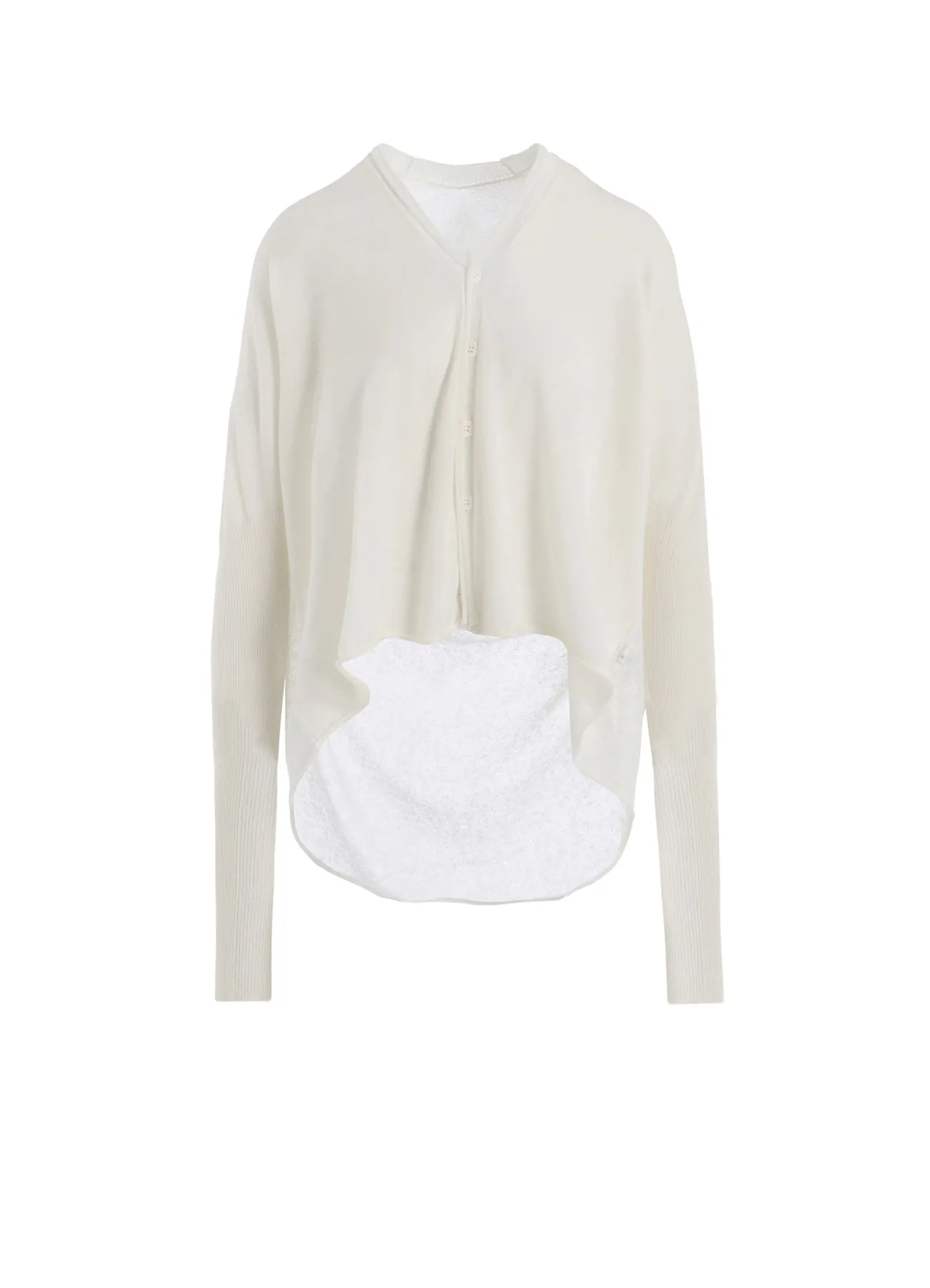 Casual Wear MULTI MATERIAL SHEER JERSEY CROPPED FLARE CARDIGAN