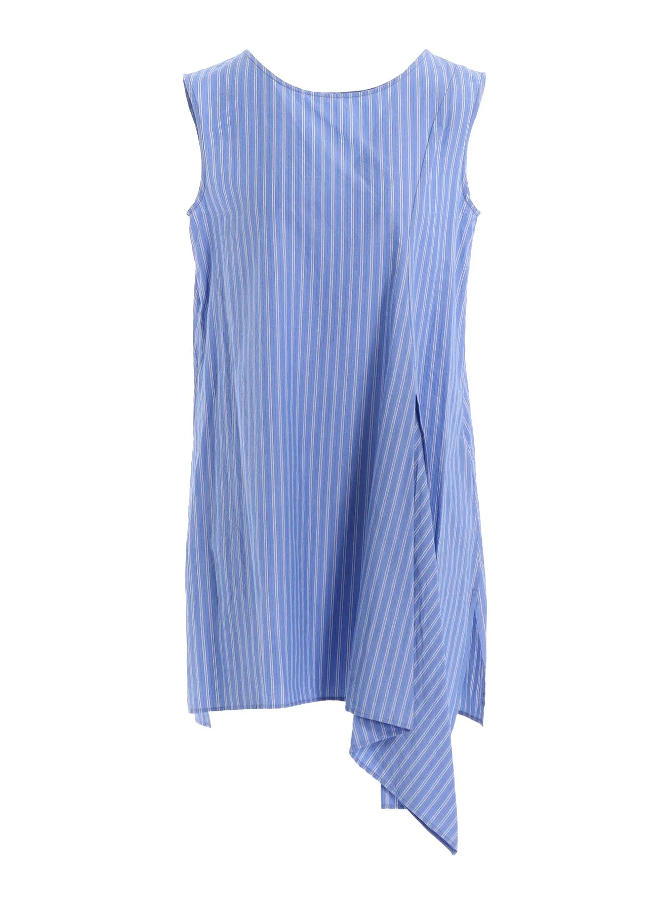 Minimalist Style STRIPE COTTON LEFT FRONT SLIT BLOUSE