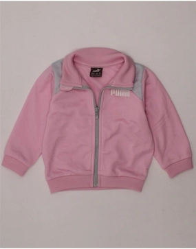 PUMA Baby Girls Graphic Tracksuit Top Jacket 6-9 Months Pink Colourblock Explain High-Tech Fabric