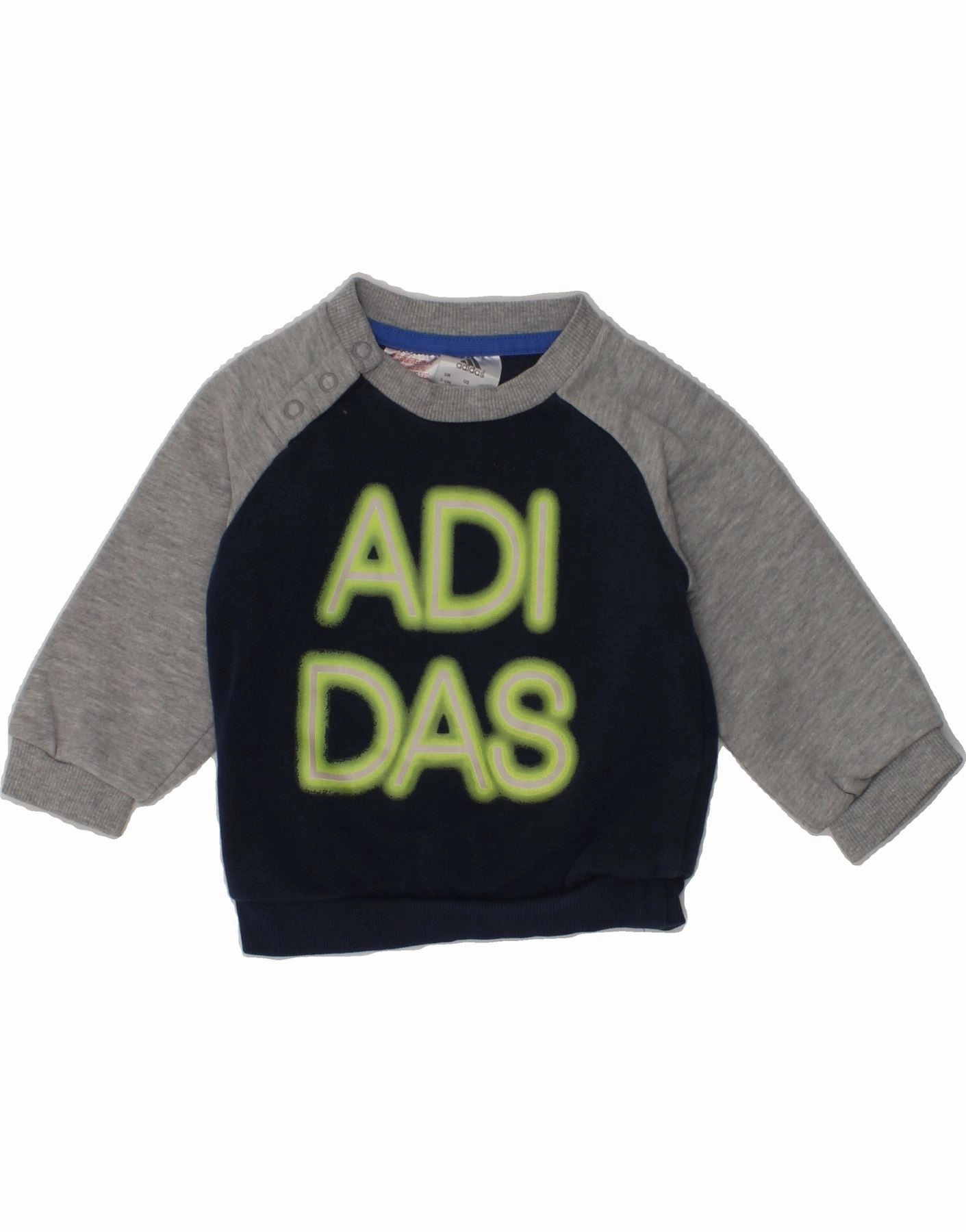 ADIDAS Baby Boys Graphic Sweatshirt Jumper 3-6 Months Navy Blue Comfortable Drape