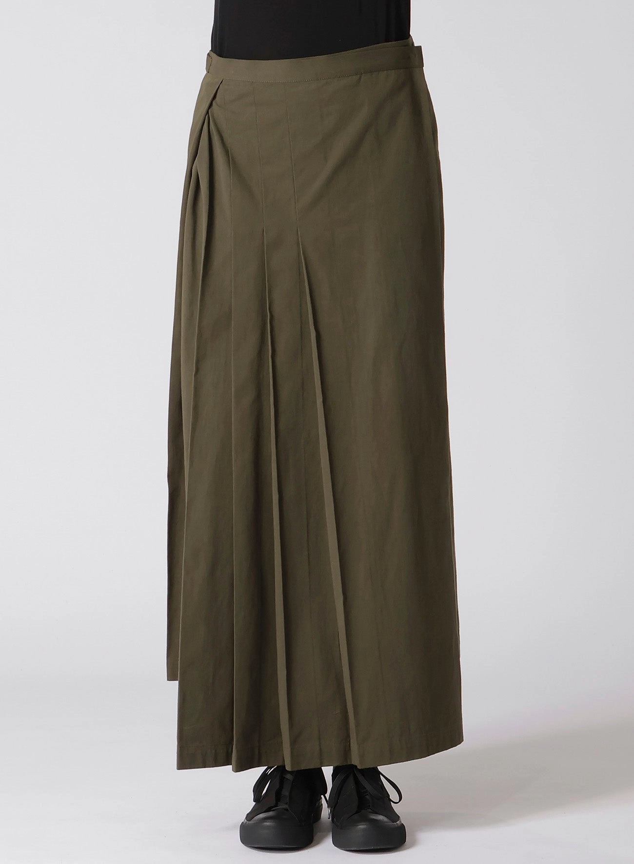 COTTON TWILL R PLEATED WRAP SKIRT Everyday Comfort Wear