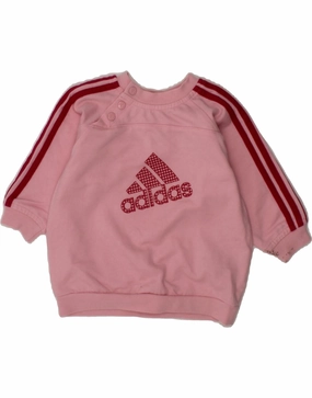 ADIDAS Baby Girls Graphic Sweatshirt Jumper 3-6 Months Pink Cotton Travel Essential