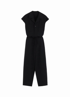 WOOL GABARDINE OPEN COLLOR OVERALLS Sporty-Look Anniversary-Event