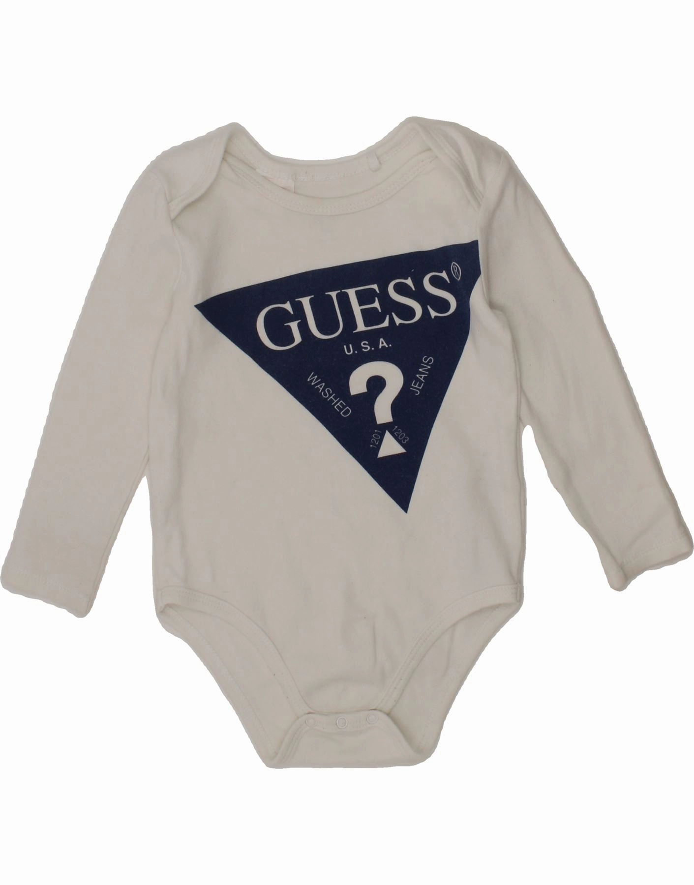 GUESS Baby Boys Graphic Long Sleeve Bodysuit 12-18 Months Grey Cotton Elegant Sporty Luxury Urban