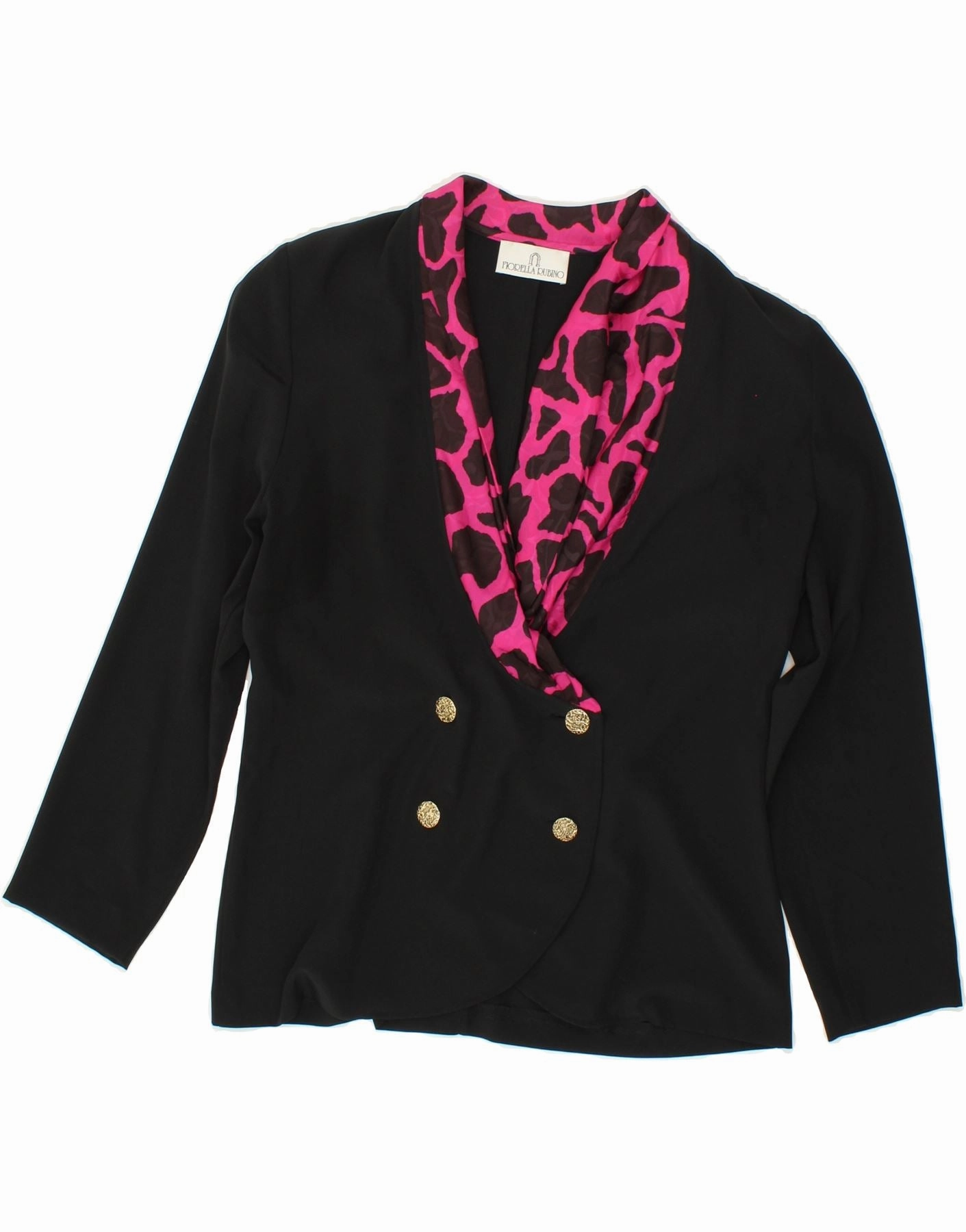 FIORELLA RUBINO Womens Blazer Jacket UK 12 Medium  Black Animal Print Business Casual Fit