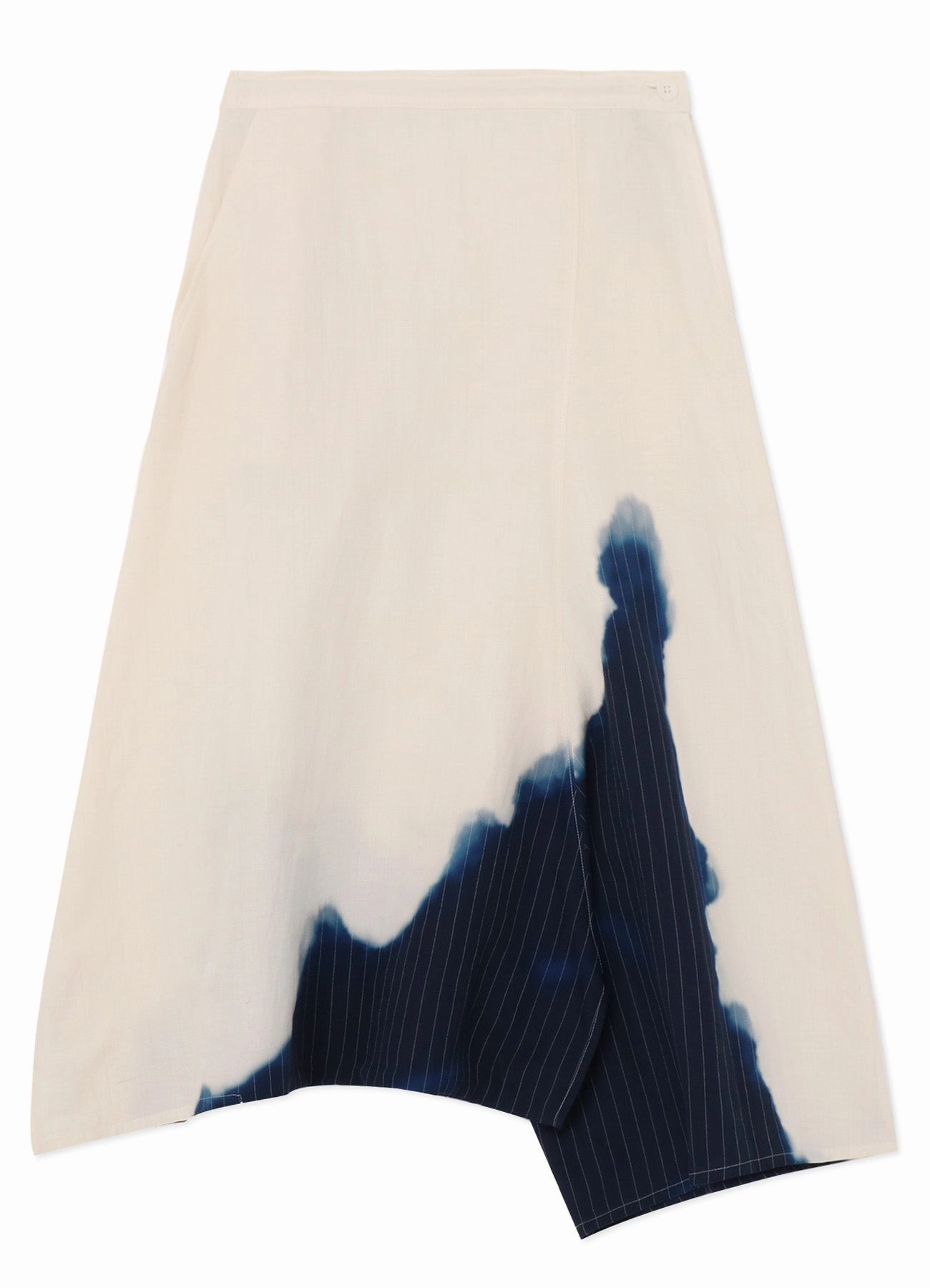 All Purpose Wear LINEN/COTTON ASYMMETRIC DRAWSTRING PANTS WITH PARTIAL PINSTRIPE PATTERN