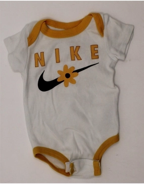 NIKE Baby Girls Graphic Bodysuit 0-3 Months White Floral Cotton Retro Charming Everyday Loose