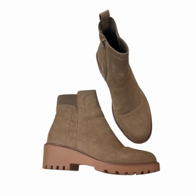 Slip Resistant Outdoor Trek Boots Ankle Heels By Bamboo In Brown, Size:10