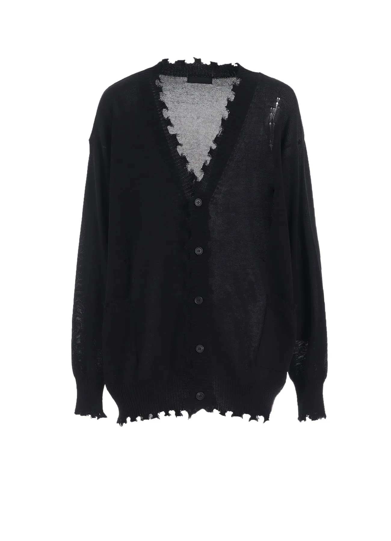 Friction Resistant Edging Ribbed Detailing COMPACT TWIST 10G DAMAGED KNITTED CARDIGAN