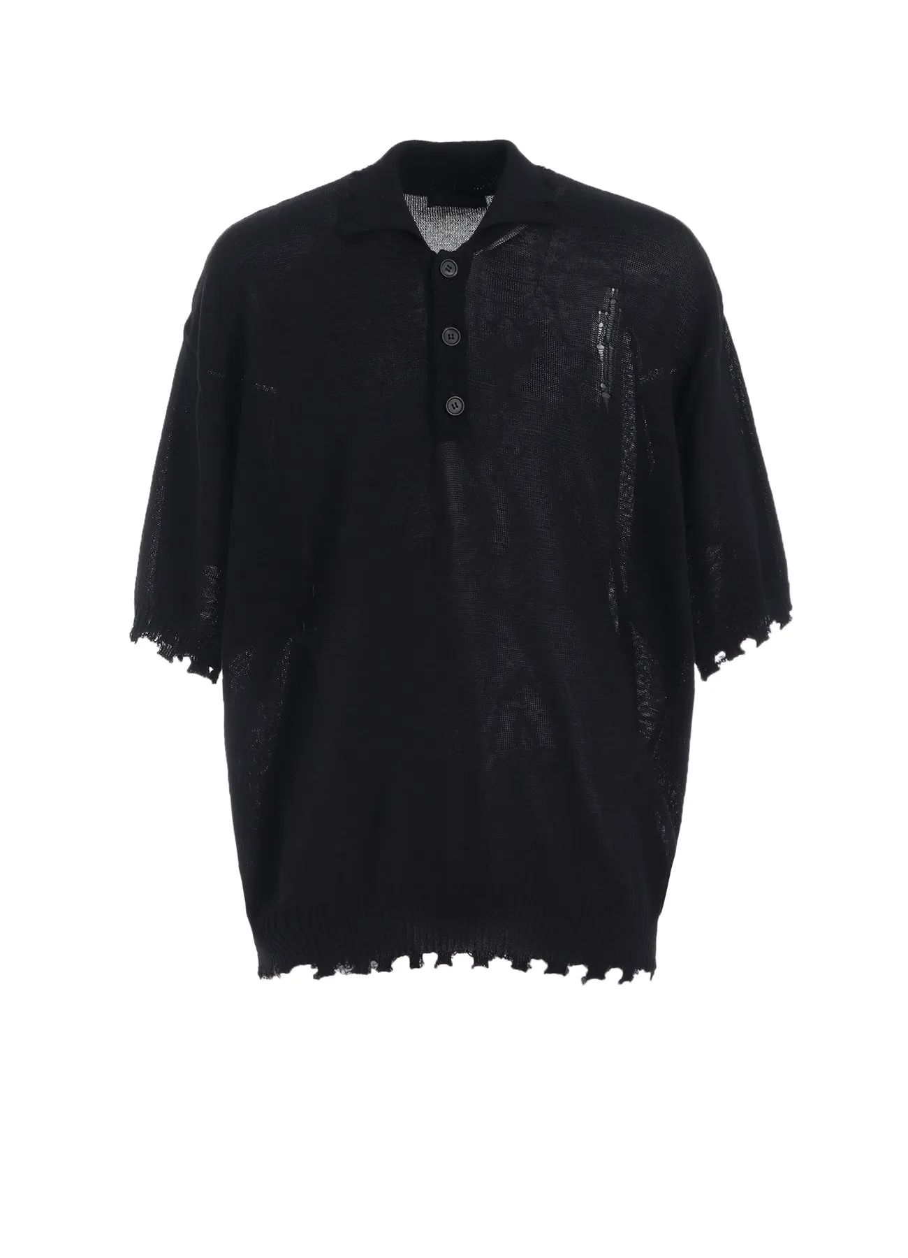 COMPACT TWIST 10G DAMAGED KNITTED POLO SHIRT Soft Touch Brushed Surface