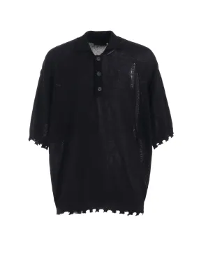 COMPACT TWIST 10G DAMAGED KNITTED POLO SHIRT Soft Touch Brushed Surface