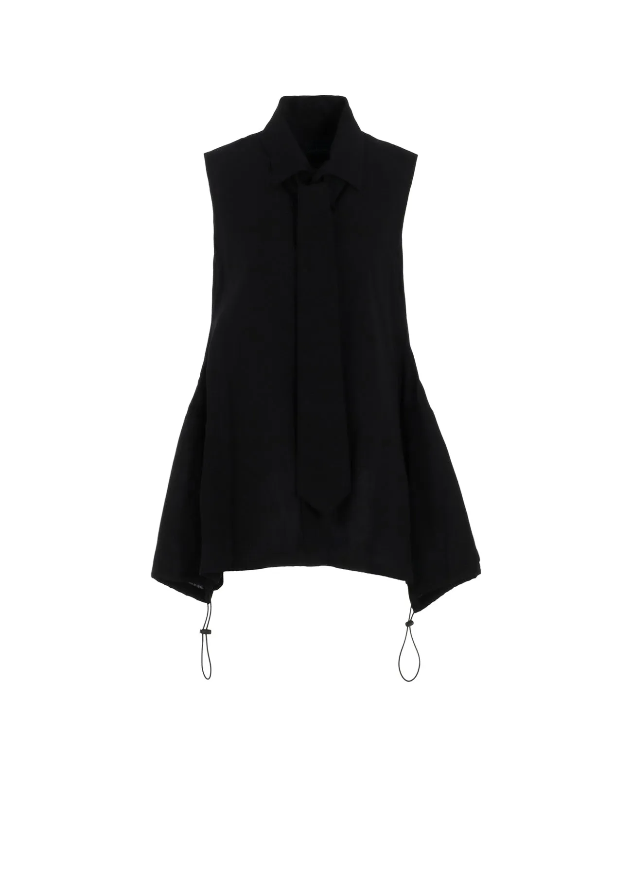 C/L/RA CAMBRIC R-SLEEVELESS TIE BLOUSE Sheer Panel Current Style