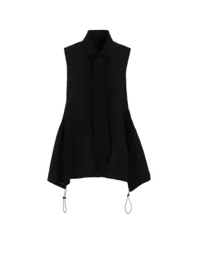 C/L/RA CAMBRIC R-SLEEVELESS TIE BLOUSE Sheer Panel Current Style