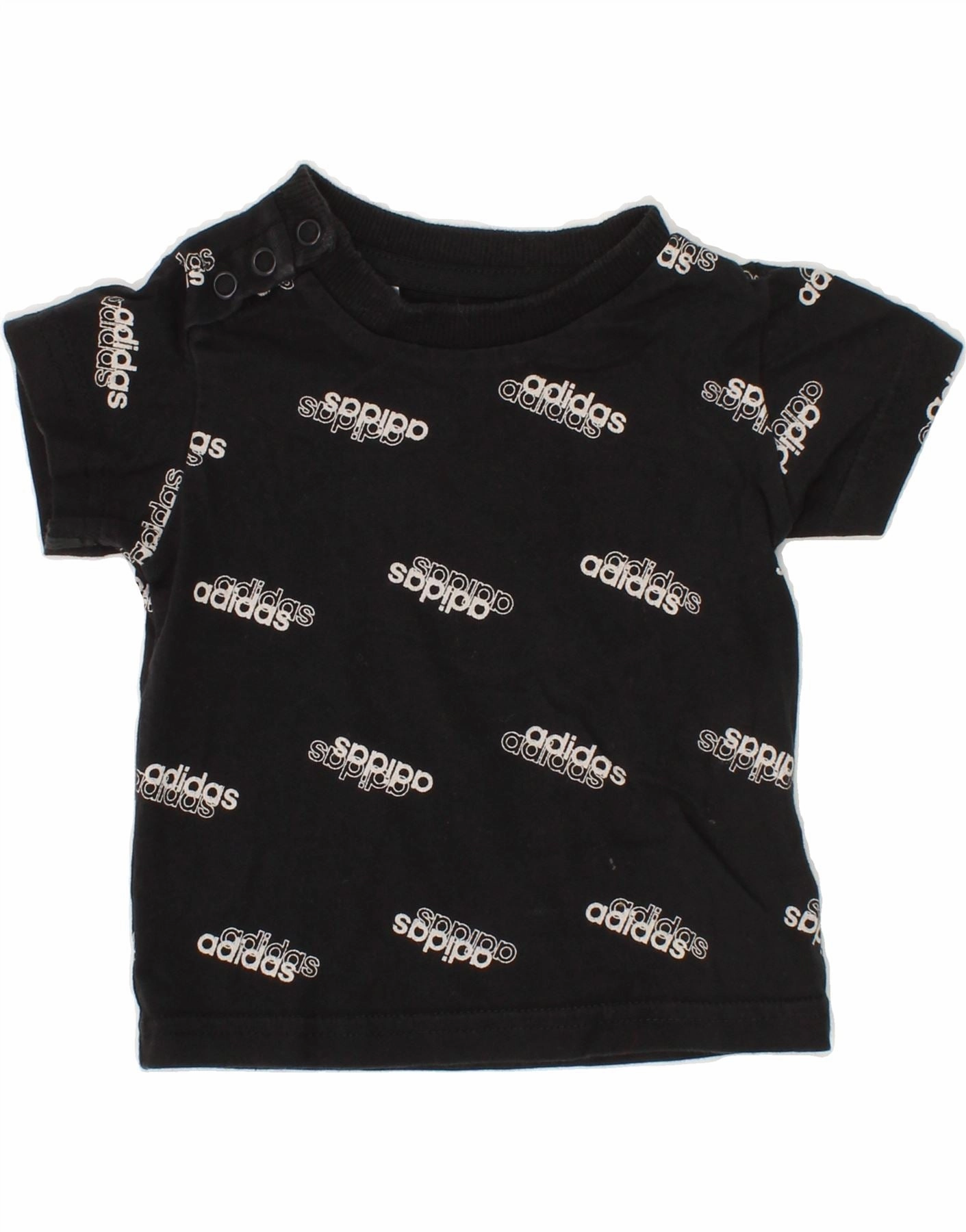 Button Down Design ADIDAS Baby Boys Graphic T-Shirt Top 3-6 Months Black Cotton