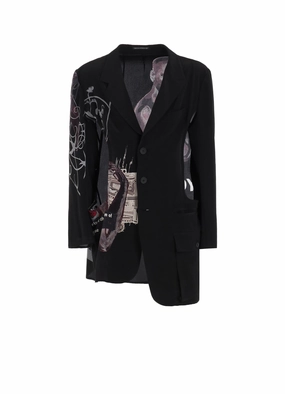 bar quilted PORTRAIT BACK PRINT JACKET