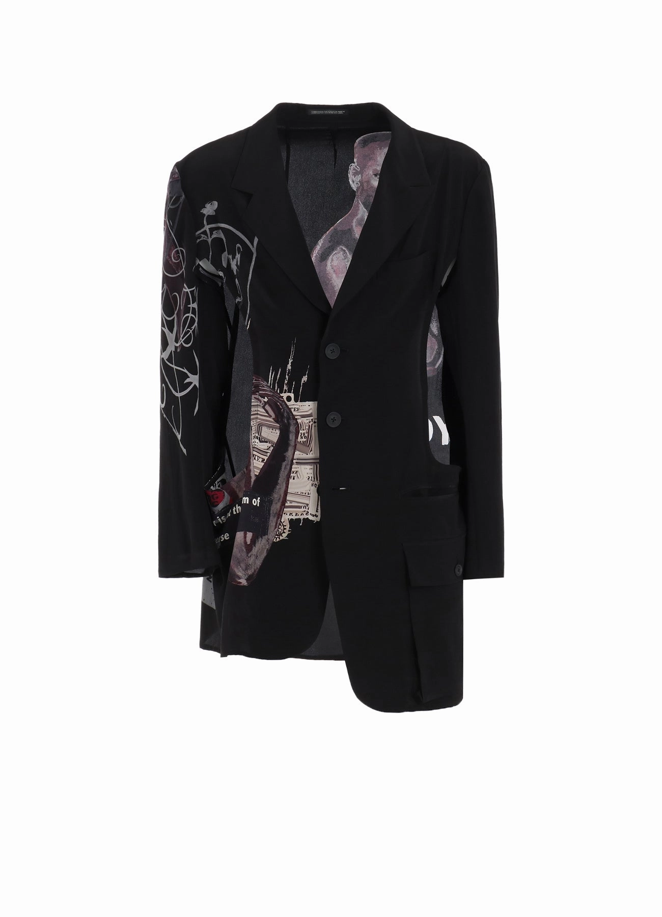 bar quilted PORTRAIT BACK PRINT JACKET