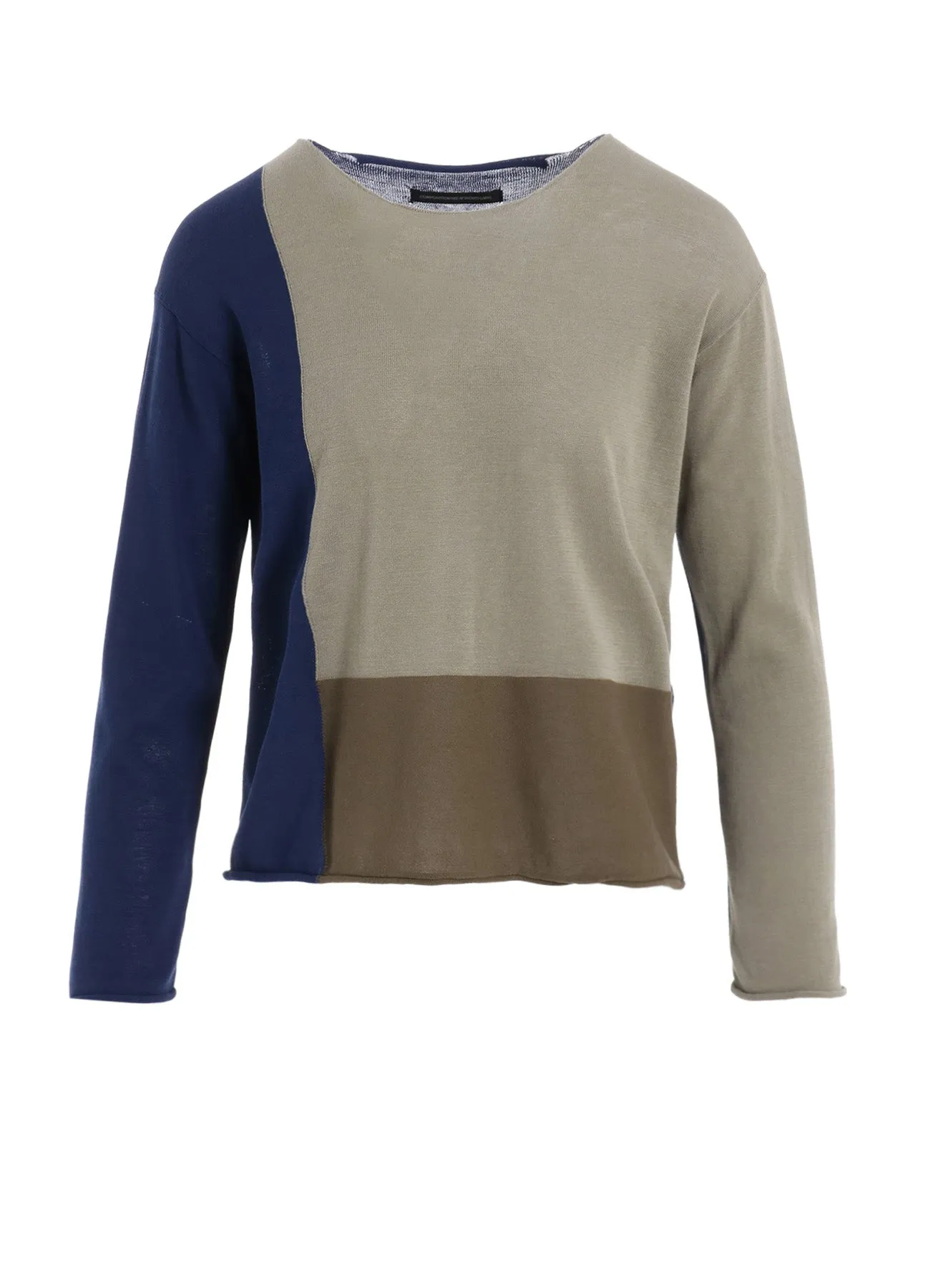 HighDensity Weave MULTI COLOR INTARSIA ROUND NECK LONG SLEEVE PULLOVER