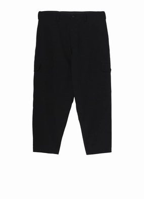 WOOL GABARDINE FLAP POCKET PANTS Loose cut Body Contour