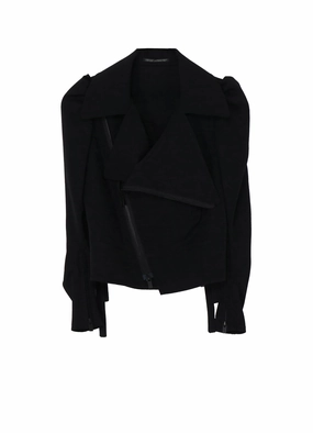 Contribute GABARDINE BIG LAPEL BIKER JACKET