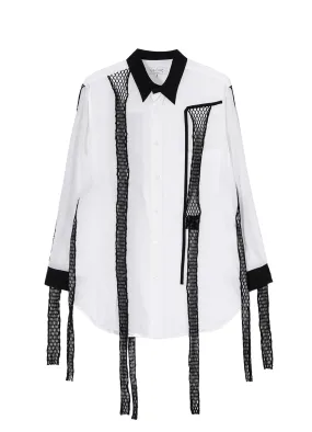 Statement Maker Shimmer Effect CELLULOSE LAWN BLACK MESH TP BLOUSE