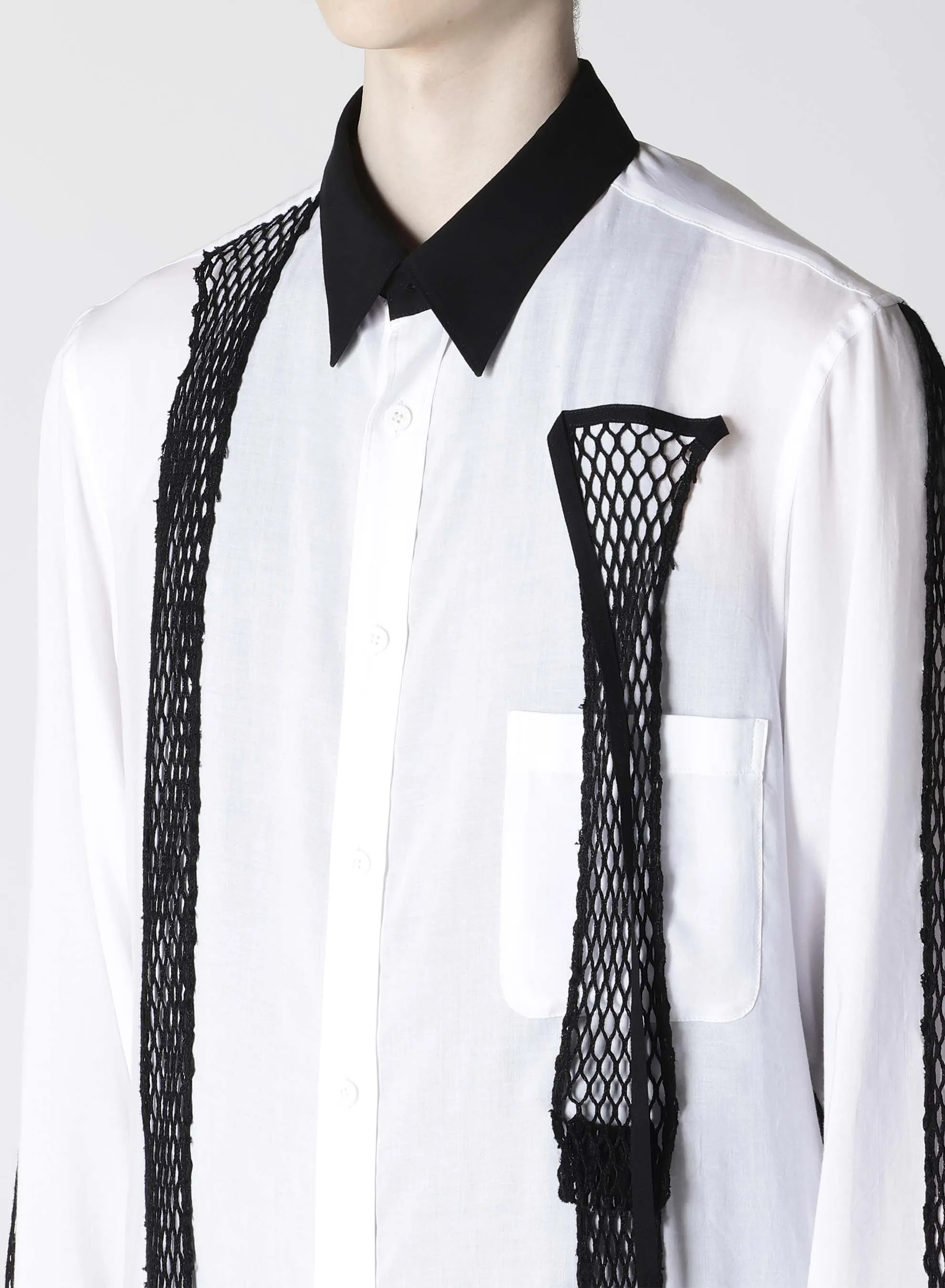 Fashionable Pick Travel Friendly CELLULOSE LAWN BLACK MESH TP BLOUSE