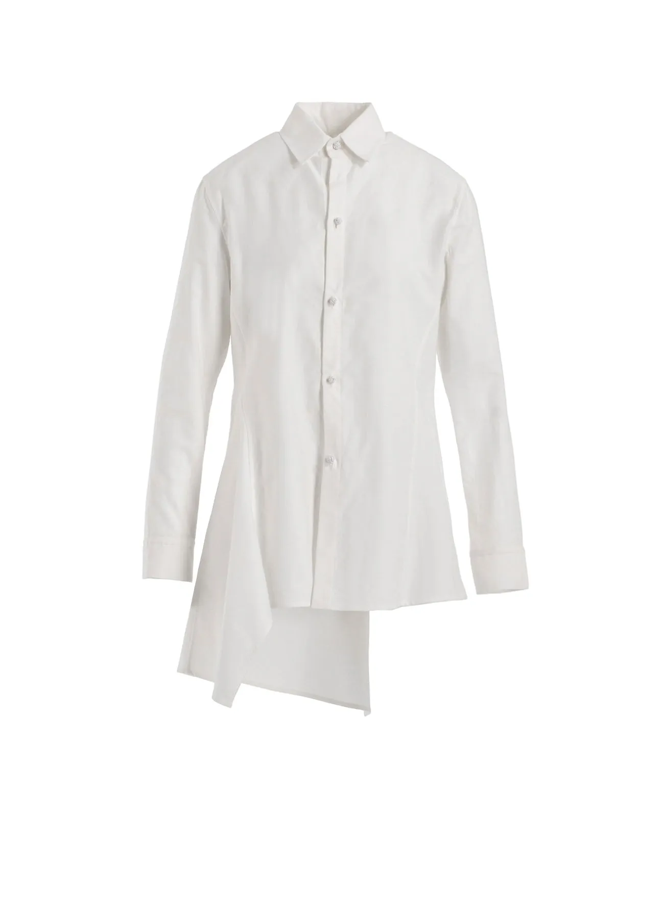 COTTON TWILL LONG SWITCHED BLOUSE Tagless Labeling