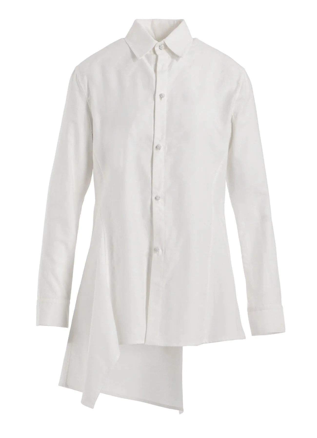 COTTON TWILL LONG SWITCHED BLOUSE Moisture Wicking Material Fitted Silhouette