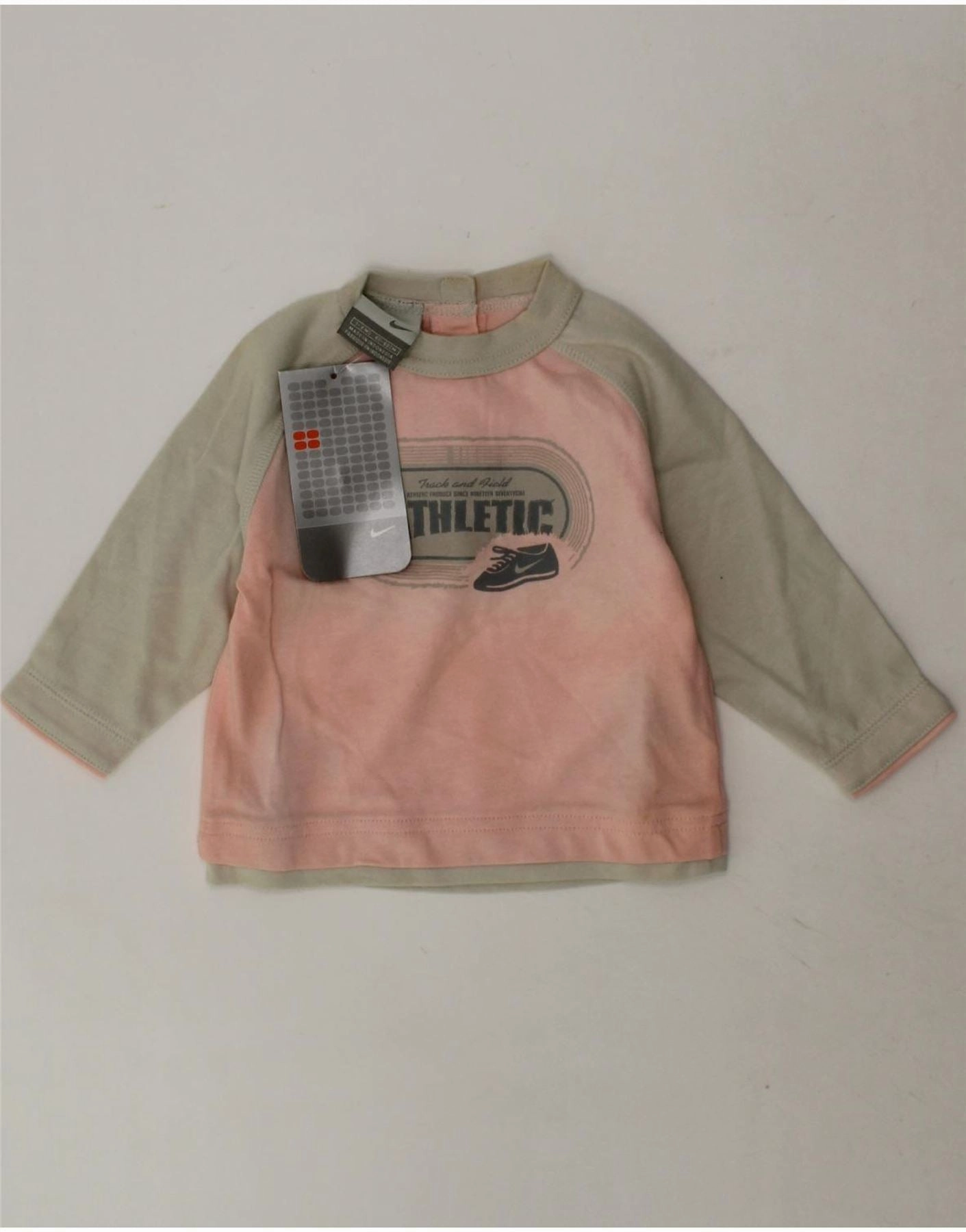 Effortless Look NIKE Baby Girls Graphic Sweatshirt Jumper 3-6 Months Pink Colourblock