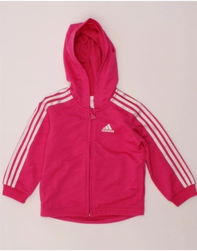 Soft Finish ADIDAS Baby Girls Zip Hoodie Sweater 9-12 Months Pink Polyester