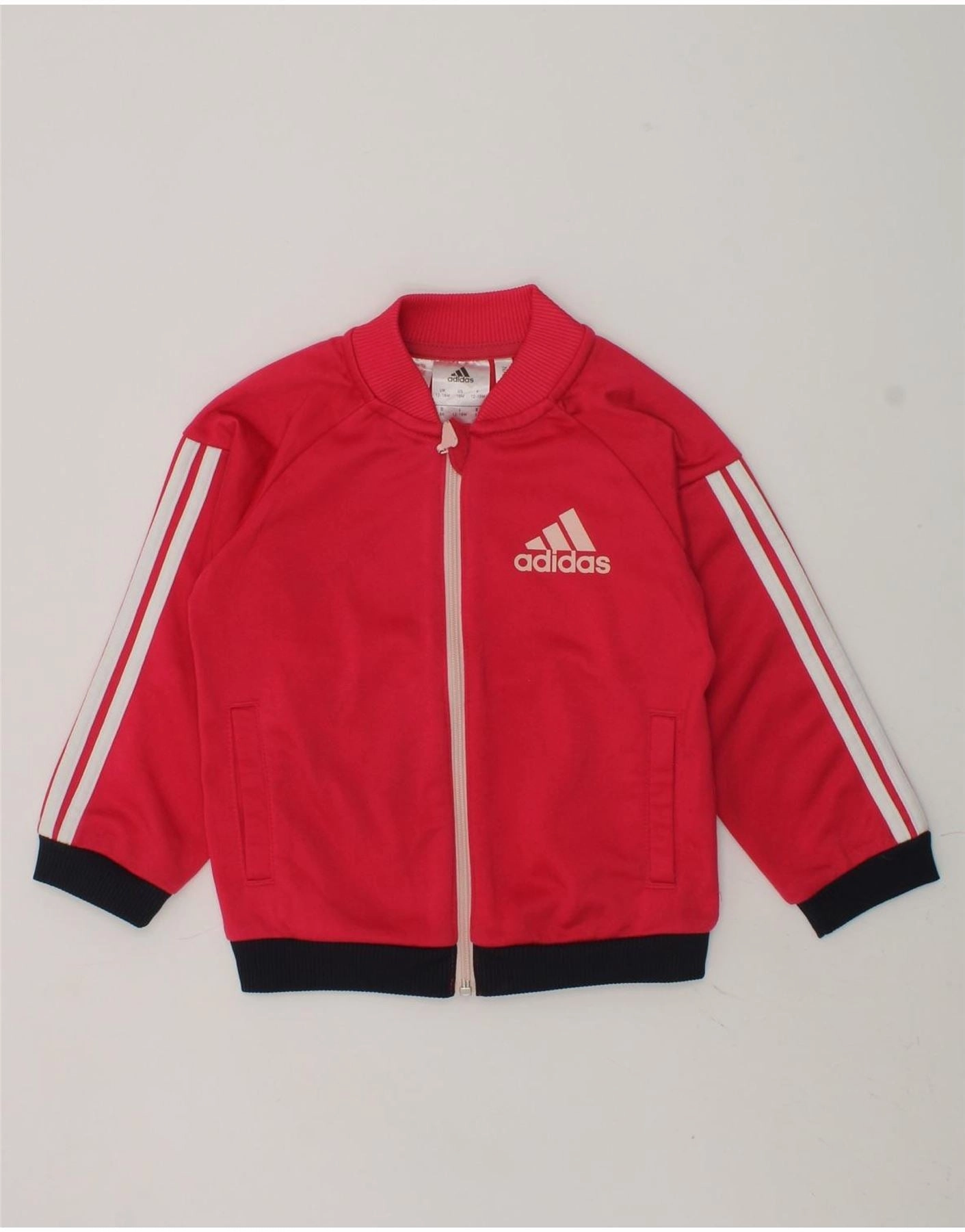 ADIDAS Baby Boys Tracksuit Top Jacket 12-18 Months Red Polyester Detachable Hood