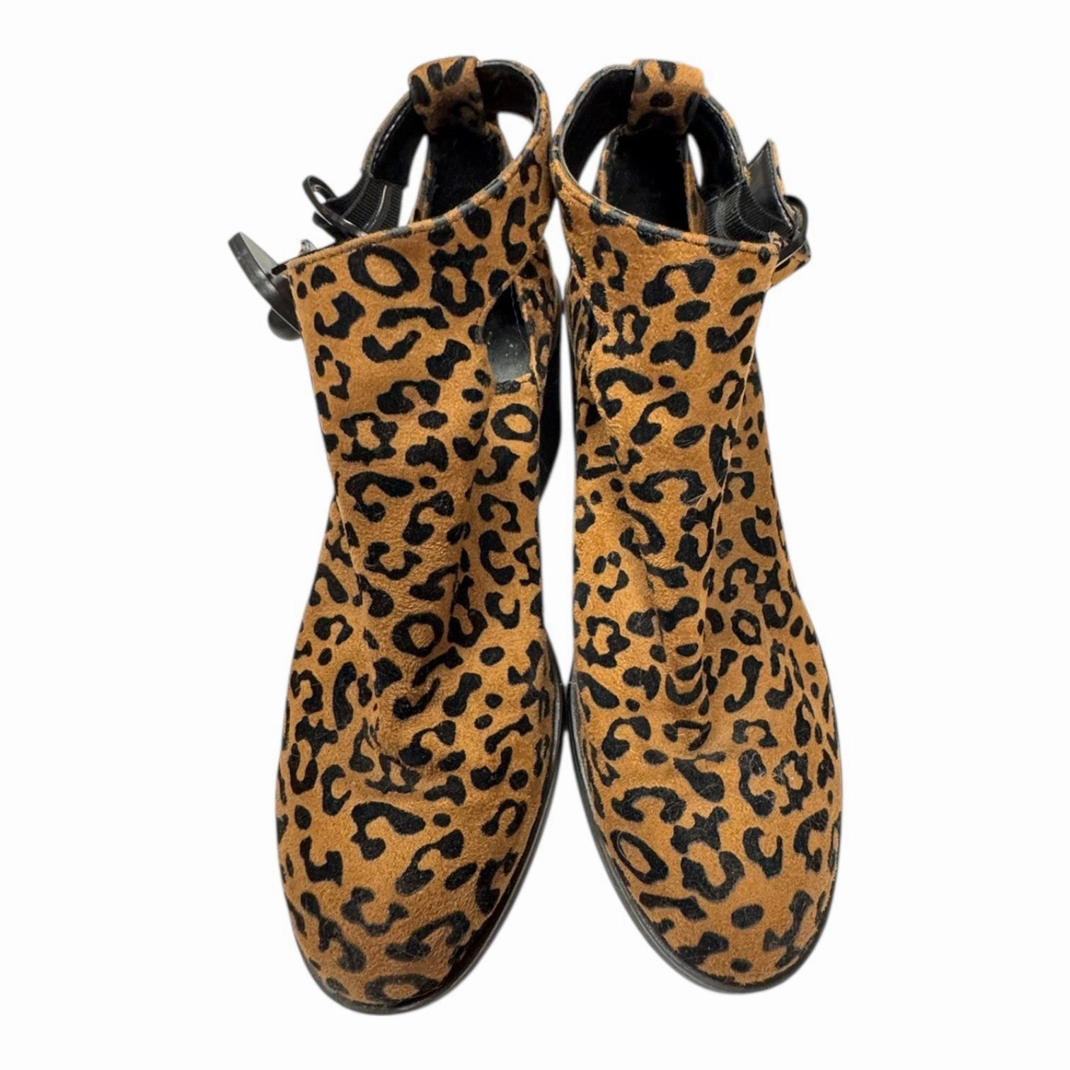 Non Marking Outsole Boots Ankle Heels By Mix No 6 In Animal Print, Size:8.5