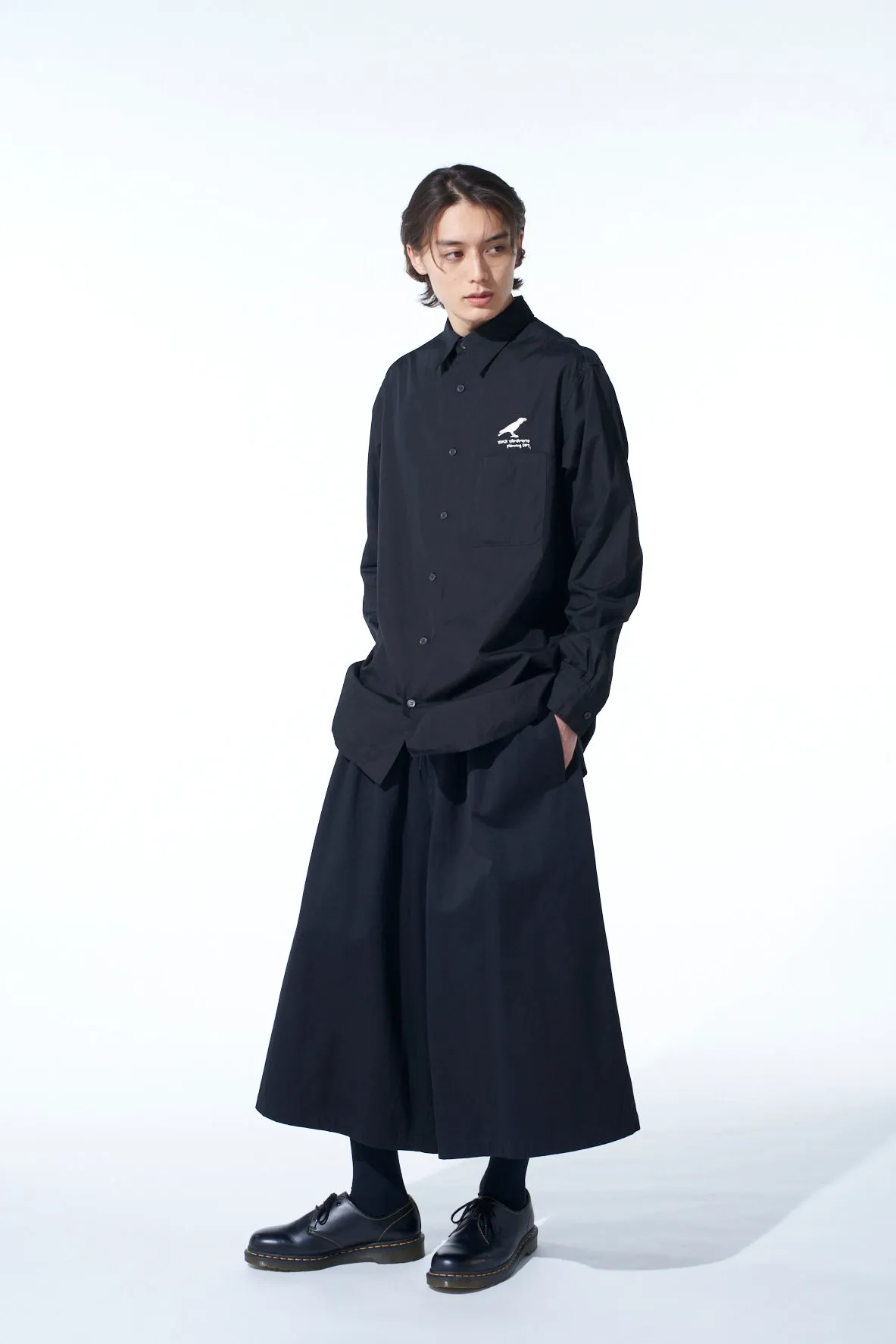 Youthful Vibe High-End Look COTTON BROAD CROW EMBROIDERED SHIRT