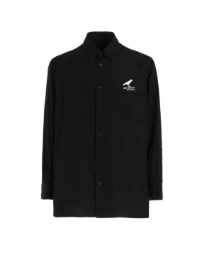 COTTON BROAD CROW EMBROIDERED SHIRT Layering Piece No Slip Shoulder Grips