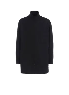 COTTON BROAD STAND COLLAR ZIPPER SHIRT Smart Look