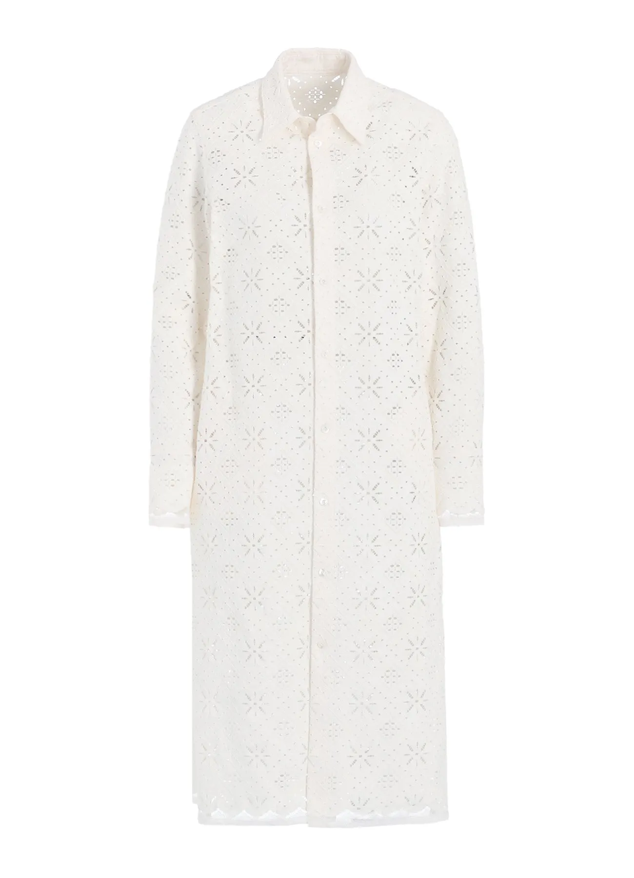 COTTON LACE LONG SHIRT Layering Piece Polka Dot