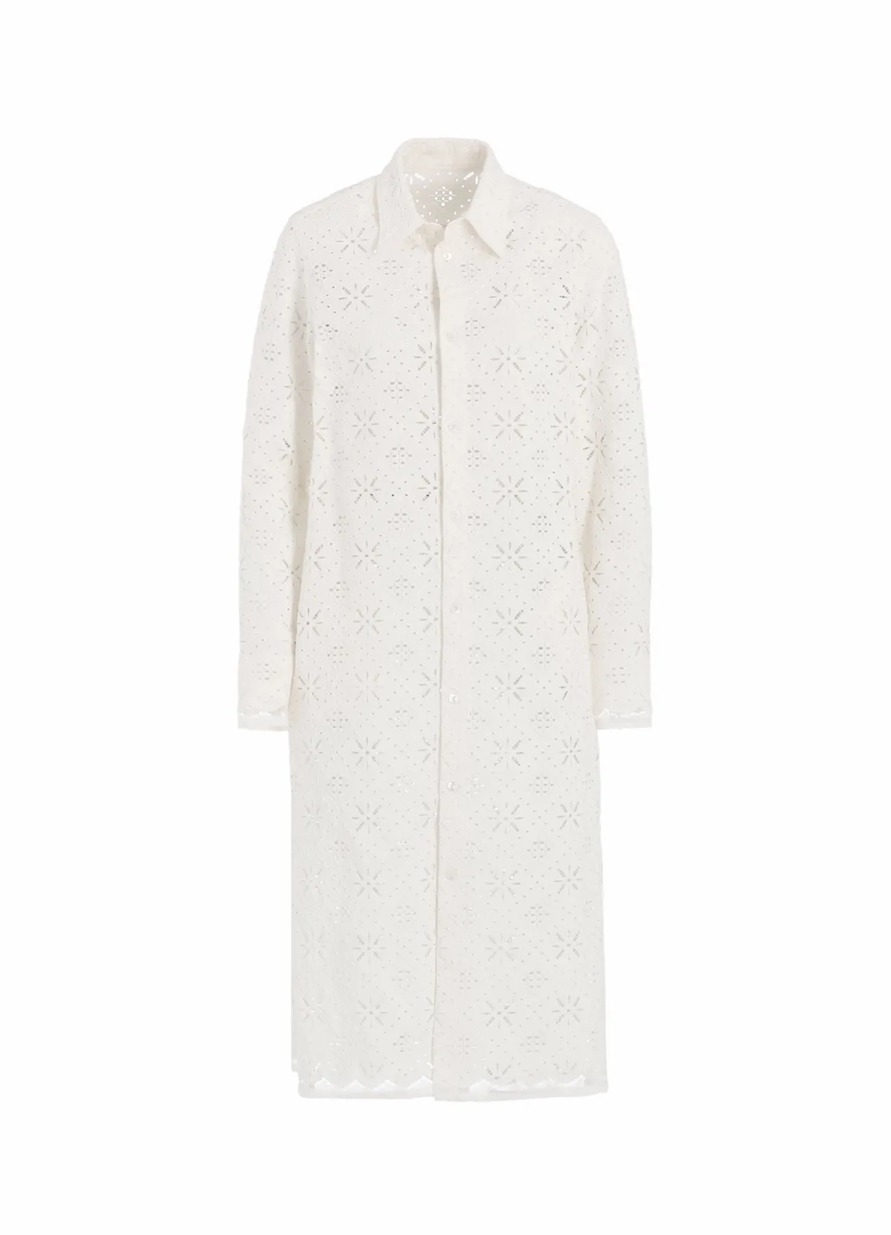 Smooth Seam Finish Wrinkle Resistant Material COTTON LACE LONG SHIRT