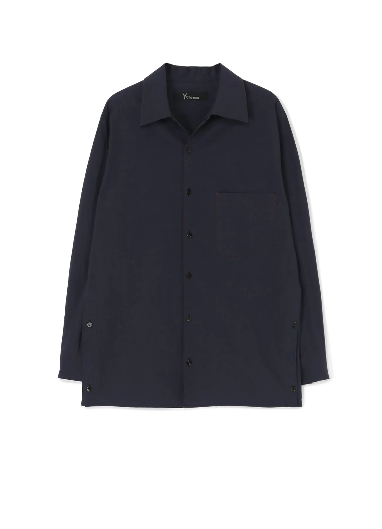 COTTON LAWN BLOUSE WITH OPEN COLLAR Neutral Toned Stitching