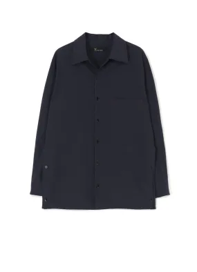 COTTON LAWN BLOUSE WITH OPEN COLLAR Neutral Toned Stitching