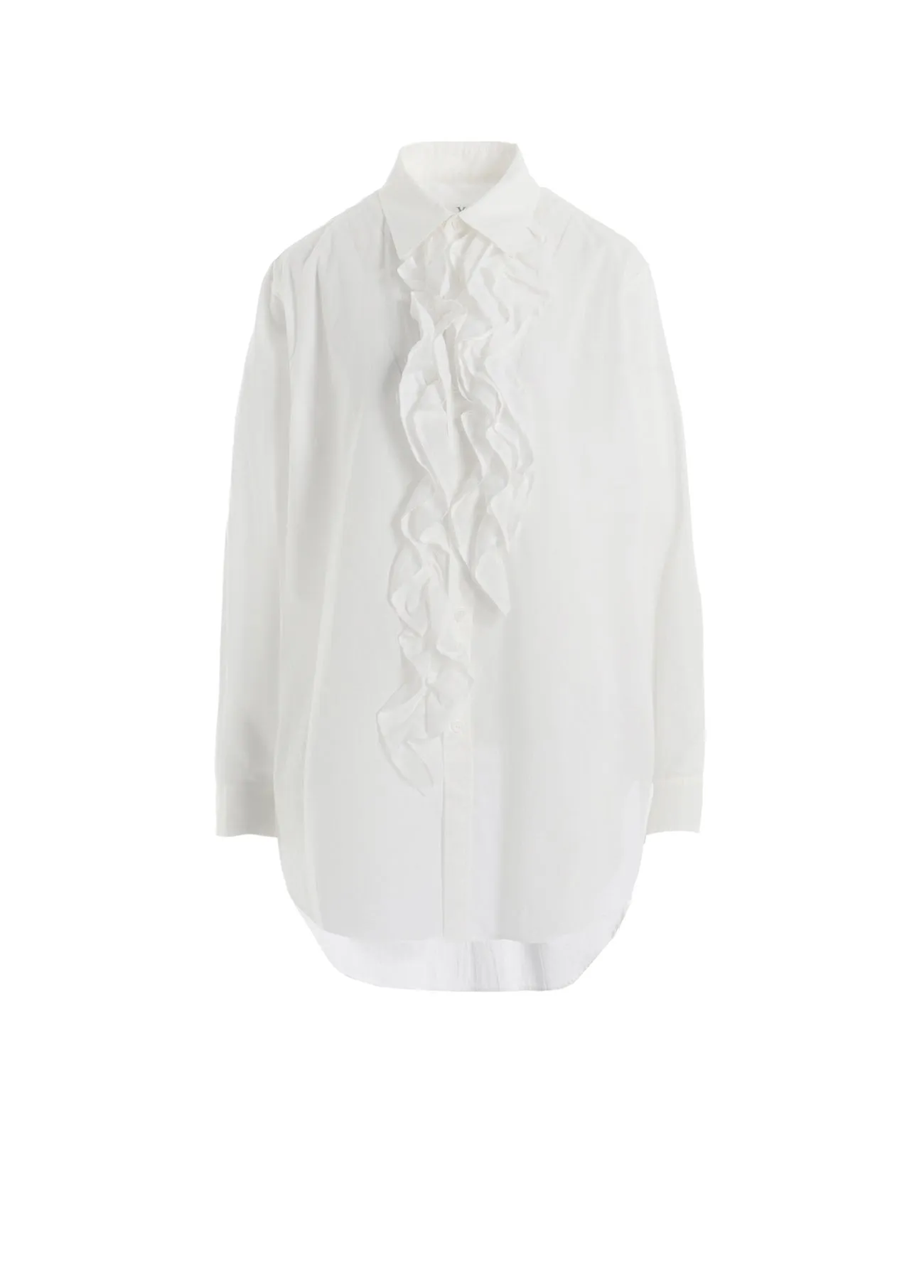 COTTON LAWN UNTRIMMED FRILL BLOUSE Year-Round Favorite