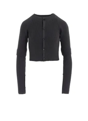 Modern Outfit Fresh Comforted COTTON RIB DOUBLE SLEEVE SHORT CARDIGAN