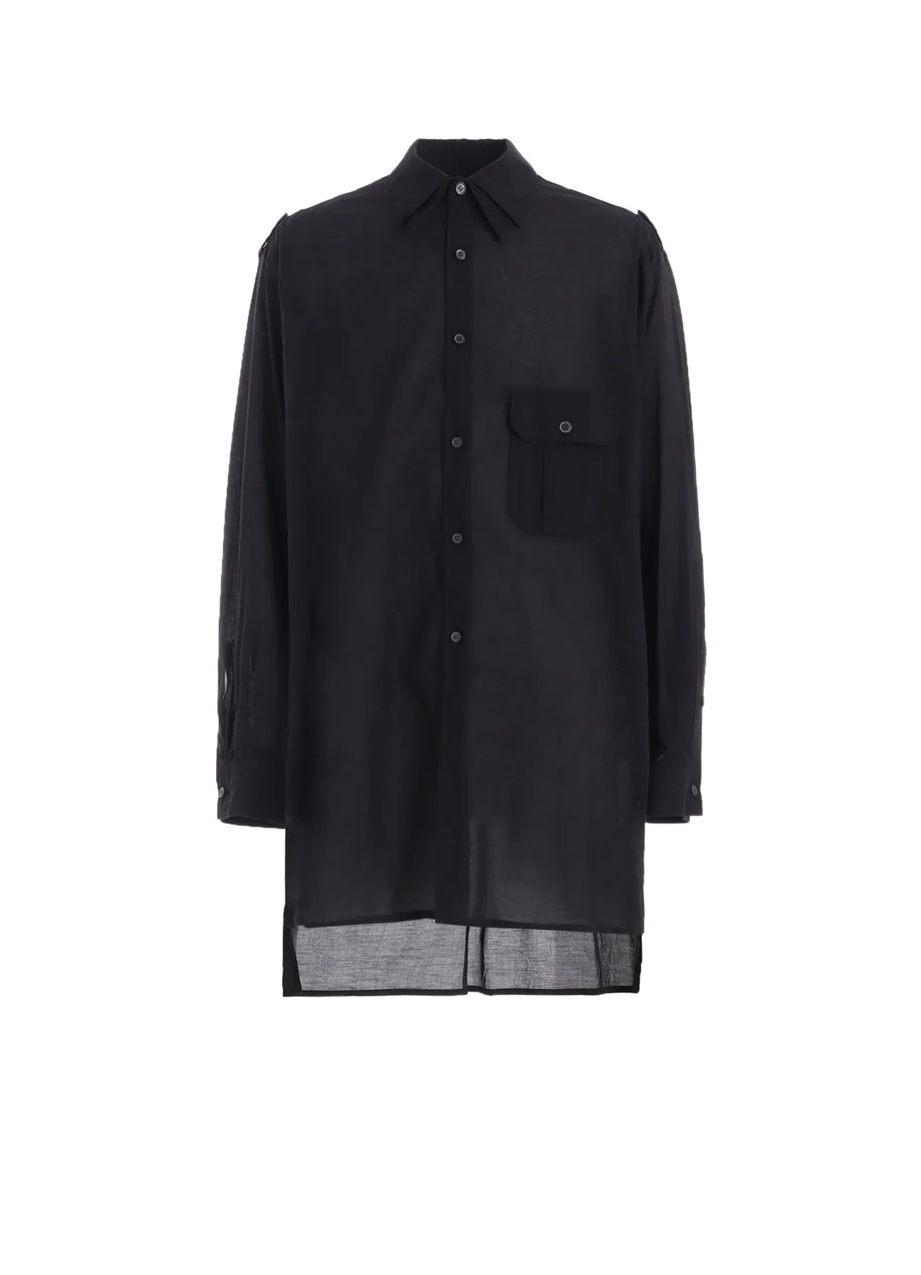 Patterned Design COTTON SILK LOAN OVERSIZED DOUBLE COLLAR MILITARY SHIRT