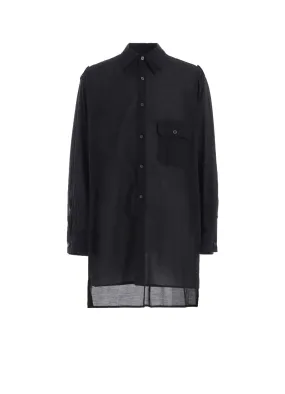 Patterned Design COTTON SILK LOAN OVERSIZED DOUBLE COLLAR MILITARY SHIRT