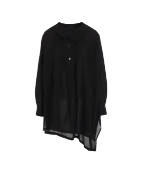 Checkered Print Warm Insulation COTTON VIYELLA PINTUCK ASYMMETERIC BLOUSE