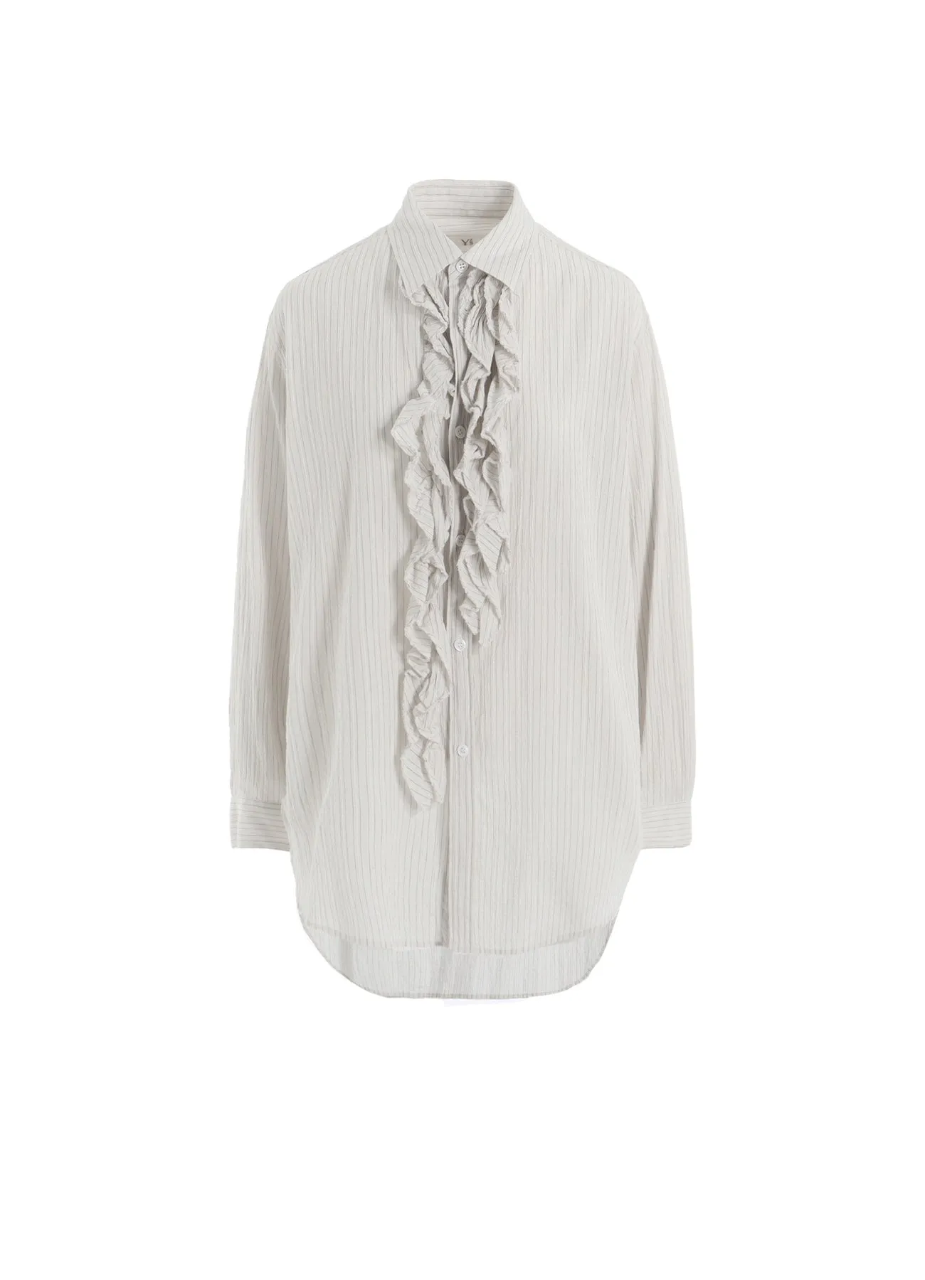 Anniversary Special COTTON VOILE UNTRIMMED FRILL STRIPE BLOUSE