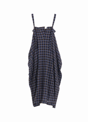 Fine Texture Flattering Style COTTON CUPRO MINI PLAID STRAP DRESS