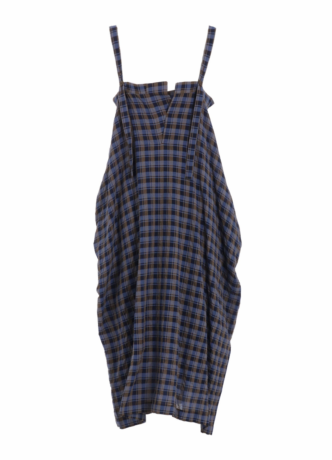 Lightweight Feel COTTON CUPRO MINI PLAID STRAP DRESS