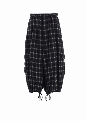 COTTON CUPRO PLAID PANTS Plaid detail