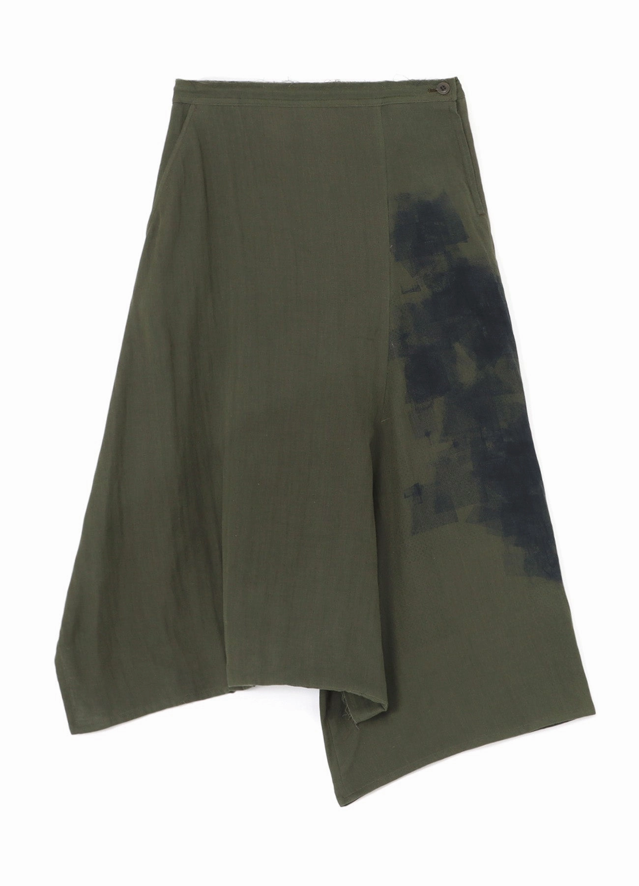 Versatile Wearable COTTON DOUBLE GAUZE BLURED NET PRINT WAIST STRING ASYMMETRY PANTS